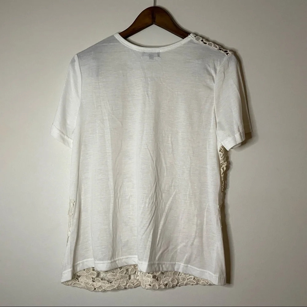Open Knit Lace Floral Top Layered Top Short Sleeve Size XL Womens - Picture 11 of 12